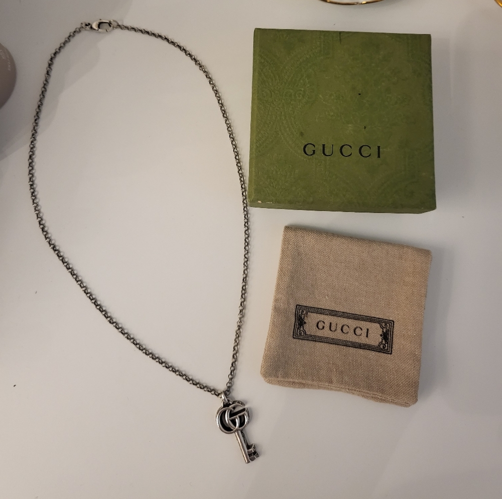 Gucci GG Marmont Sterling Silver Key Necklace
